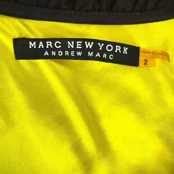 Andrew Marc Black Midi Dress Sleeveless Ruffle Tank Dress Size 2 Career Work - Picture 8 of 11